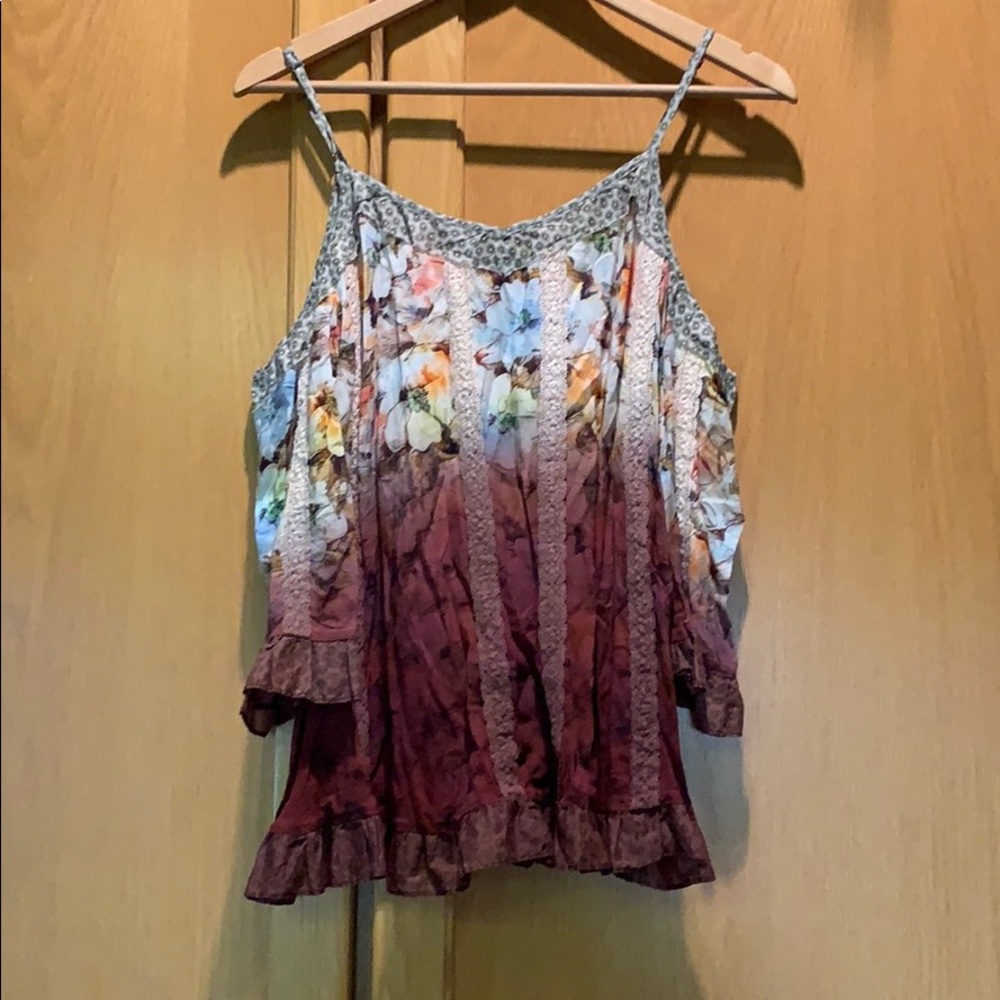 Floral cold shoulder top